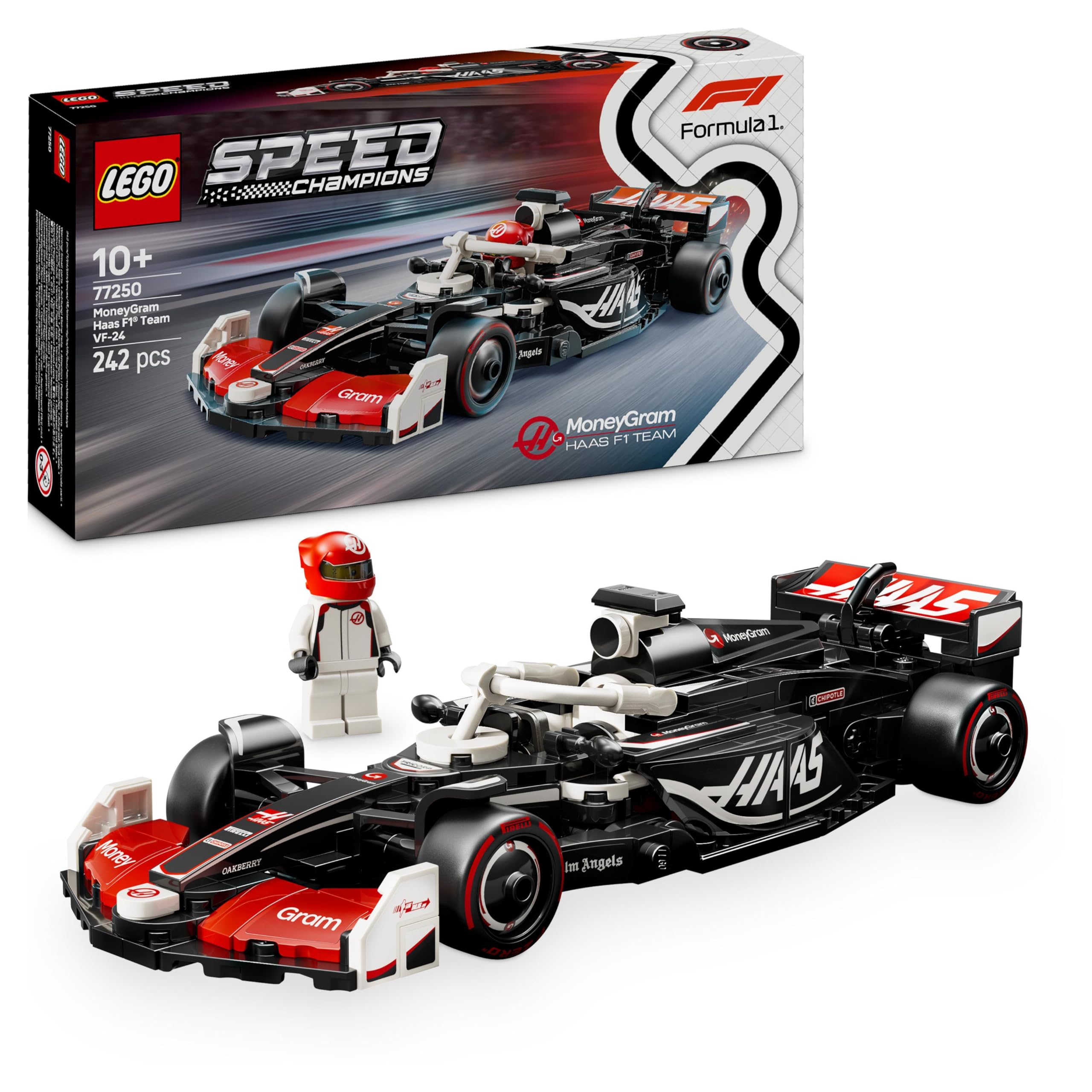 LEGO Speed Champions MoneyGram Haas F1 Team VF-24 Race Car Toy with a