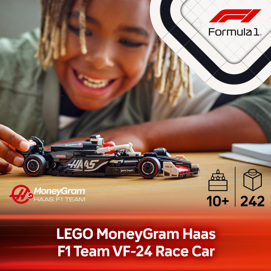 LEGO Speed Champions MoneyGram Haas F1 Team VF-24 Race Car Toy with a