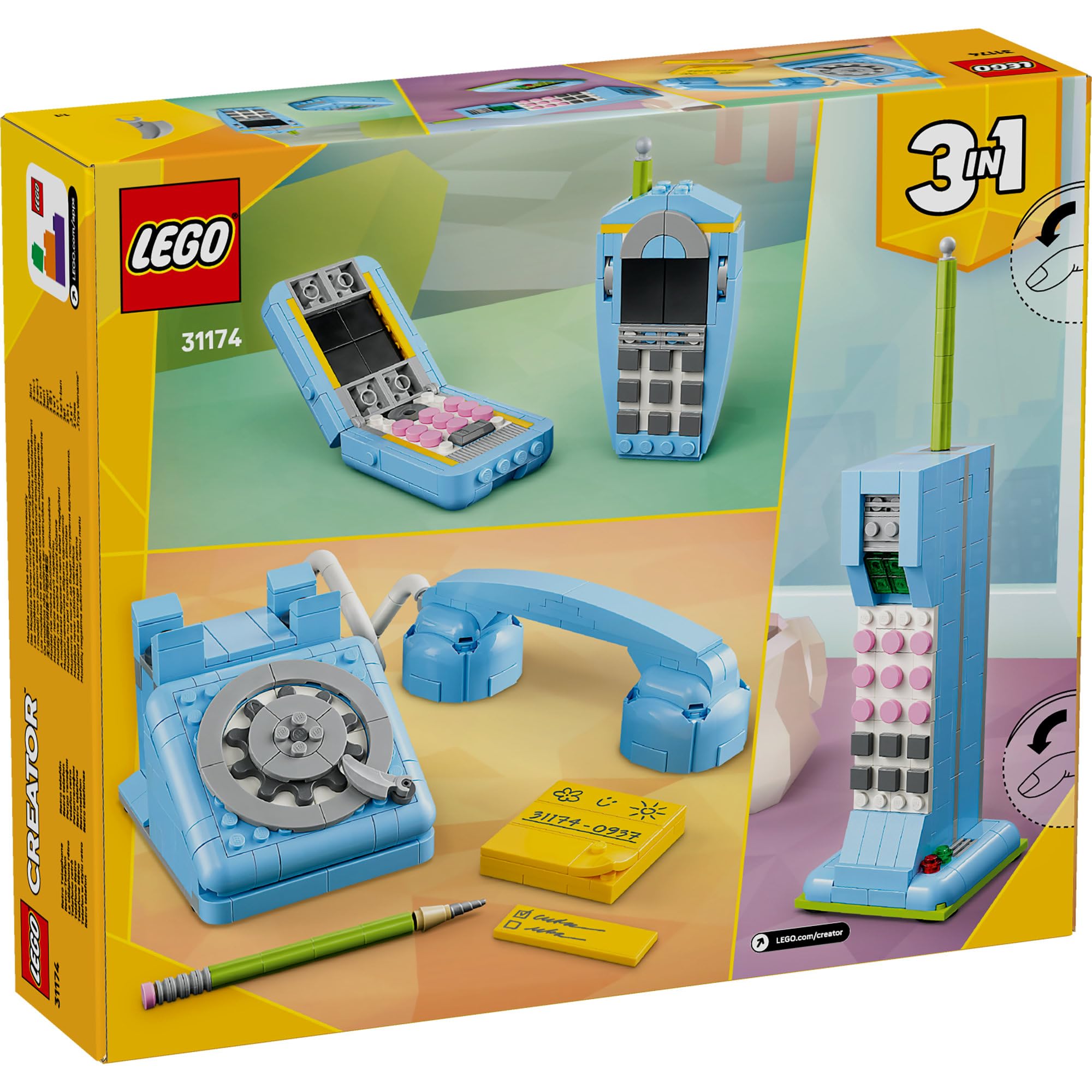LEGO Creator 3in1 Retro Telephone Toy with Rotary Dial