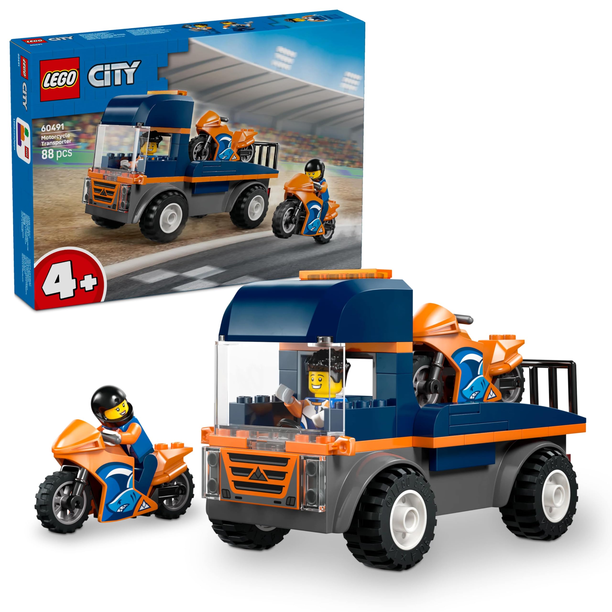 Lego 60491 City Motorcycle Transport Car Toy, Birthday Gift