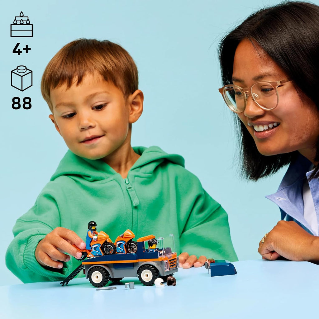 Lego 60491 City Motorcycle Transport Car Toy, Birthday Gift