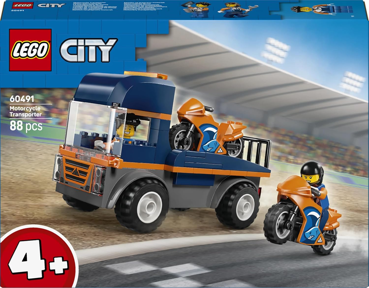 Lego 60491 City Motorcycle Transport Car Toy, Birthday Gift