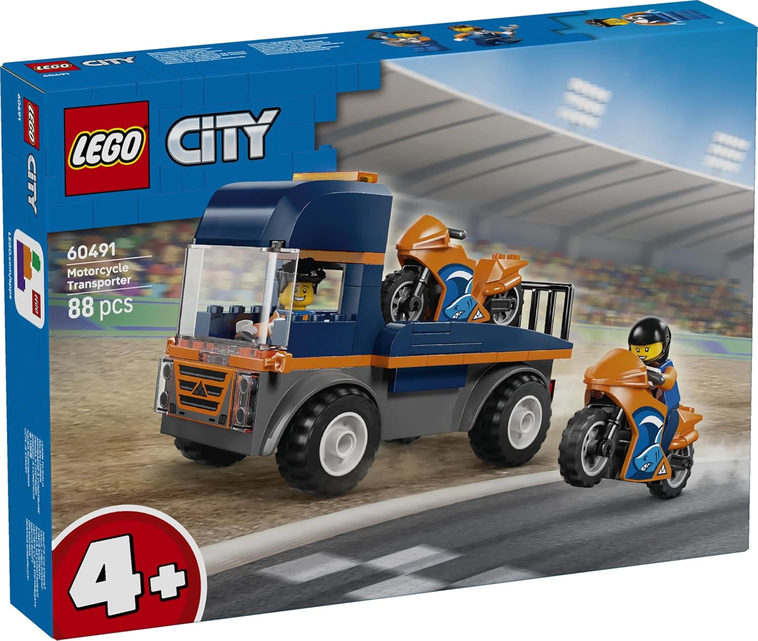 Lego 60491 City Motorcycle Transport Car Toy, Birthday Gift