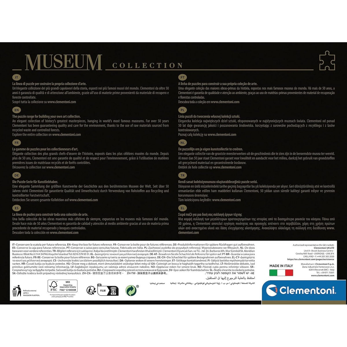 Clementoni 39767 Museum Collection Leonardo, The Virgin of The Rocks 1000 Pieces, Jigsaw Puzzle for Adults