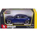 Bburago -18-21098B Porsche Taycan Turbo S in Blue in 1/24 Scale (18-21098B), Unisex, Children, Colour