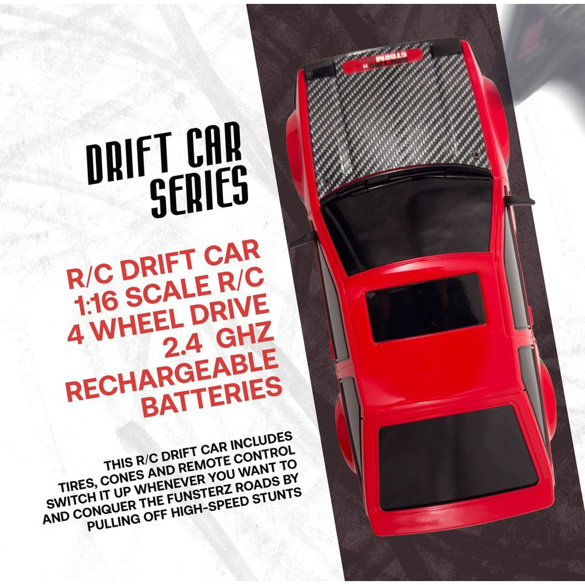 Funsterz - Drift Series RC Car - Drifting Storm Edition - Red