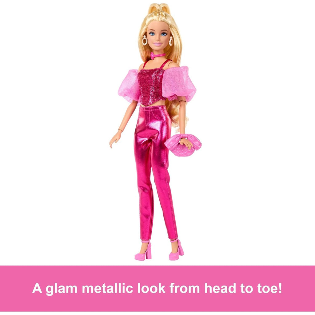 Barbie Deluxe Style Doll #5 in Metallic Pink Outfit, Blonde Hair