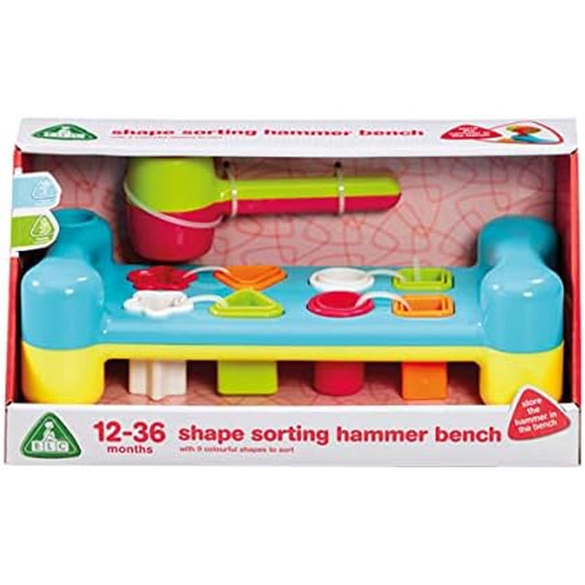 Early Learning Centre Development Wall Shape Sorter Hammer, Shape Sorting, Learning Game, Colors & Shapes, Baby and Toddler Toy, 1 Years+