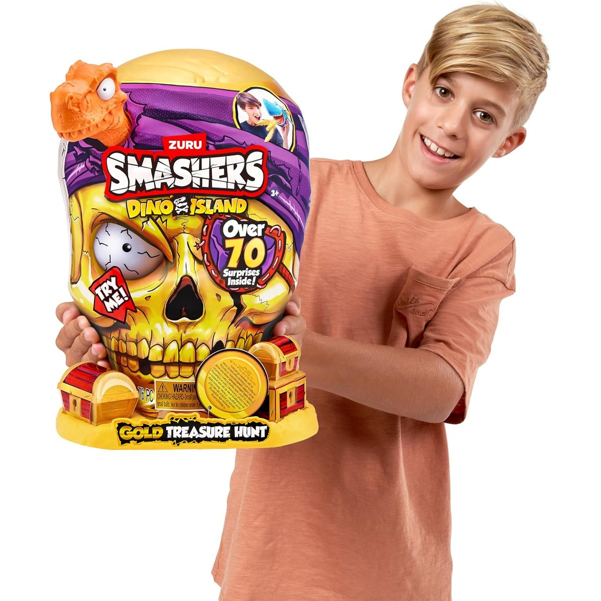 ZURU SMASHERS 74123A (Orange) Smashers Dino Island Gold Treasure Hunt by Zuru, Giant (31.6 cm)