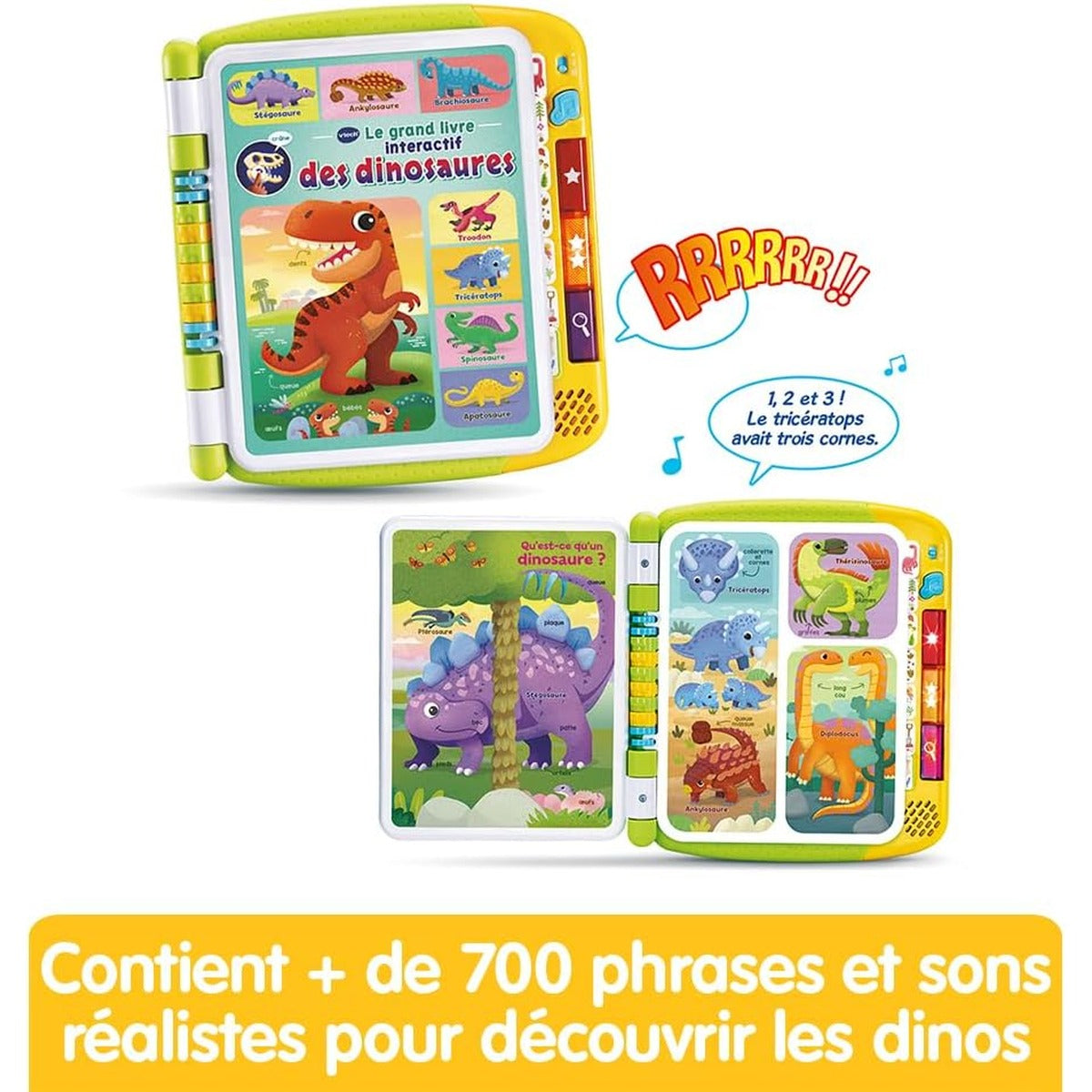 VTech - The Big Interactive Dinosaur Book, Magic Sound, Children's Touch Book, Educational Toy Dinosaur, 14 Illustrated and Interactive Pages, Gift for Children from 3 Years Old