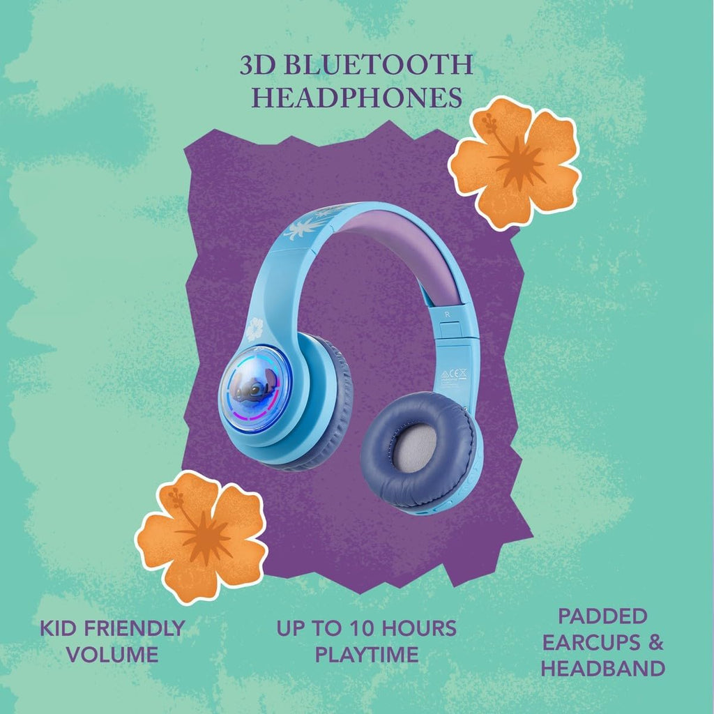 Volkano Disney Stitch 3D Bluetooth Wireless Stereo Headphone upto 16 hours Playtime, Built in Microphone, Padded Earcups & Foldable Design
