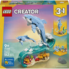 LEGO Creator 3in1 Sea Animals: Beautiful Dolphins Toy - Sea Animal Figure Transforms into a Seahorse or Crab - DIY Room