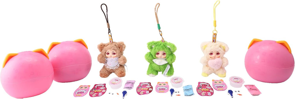 JollyPop Kitten FunPop Collectibles Plush Toy for Kids, Includes Dress Up Accessories, Character Cards, Cute Pastel