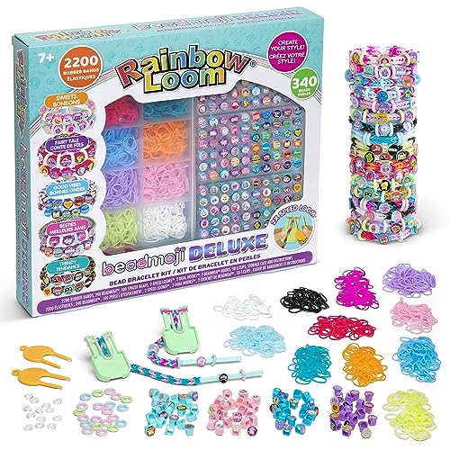 Rainbow Loom: Beadmoji Deluxe - DIY Rubber Band & Bead Bracelet Kit - Includes 2200 Bands