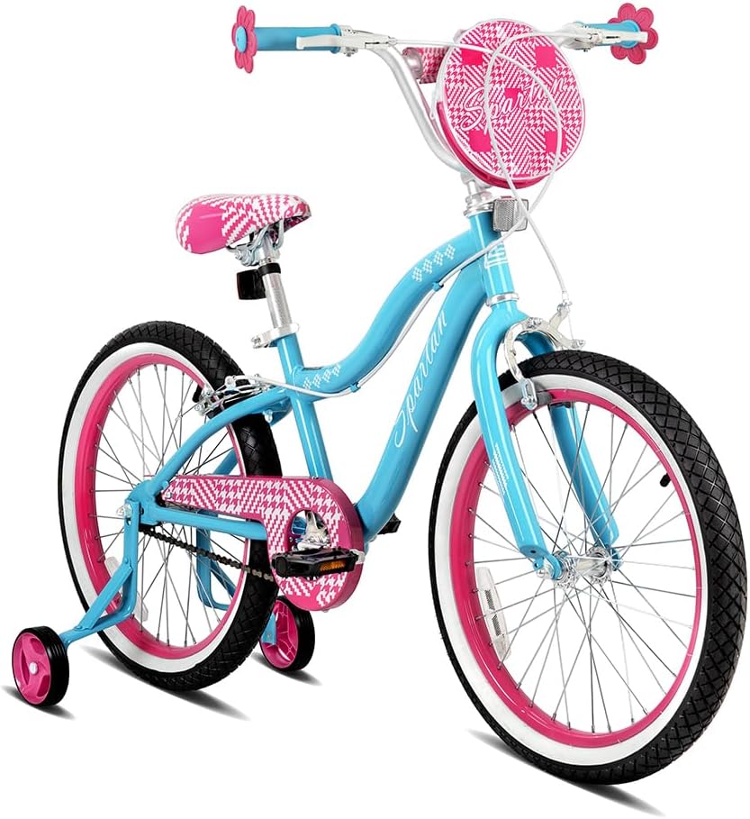 Spartan Spartan 20" Serena Girls Bicycle with Training Wheels - Steel Frame, Adjustable Seat & Handlebar - Big Bike for Ages 