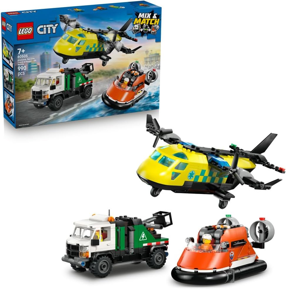 LEGO City Airplane, Service Truck & Hovercraft Remix 60505