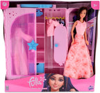 Fulla Doll with Dress-Up Closet, Mix-and-Match Outfits, Storage Compartments Pretend Play Fashion Wardrobe for Girls