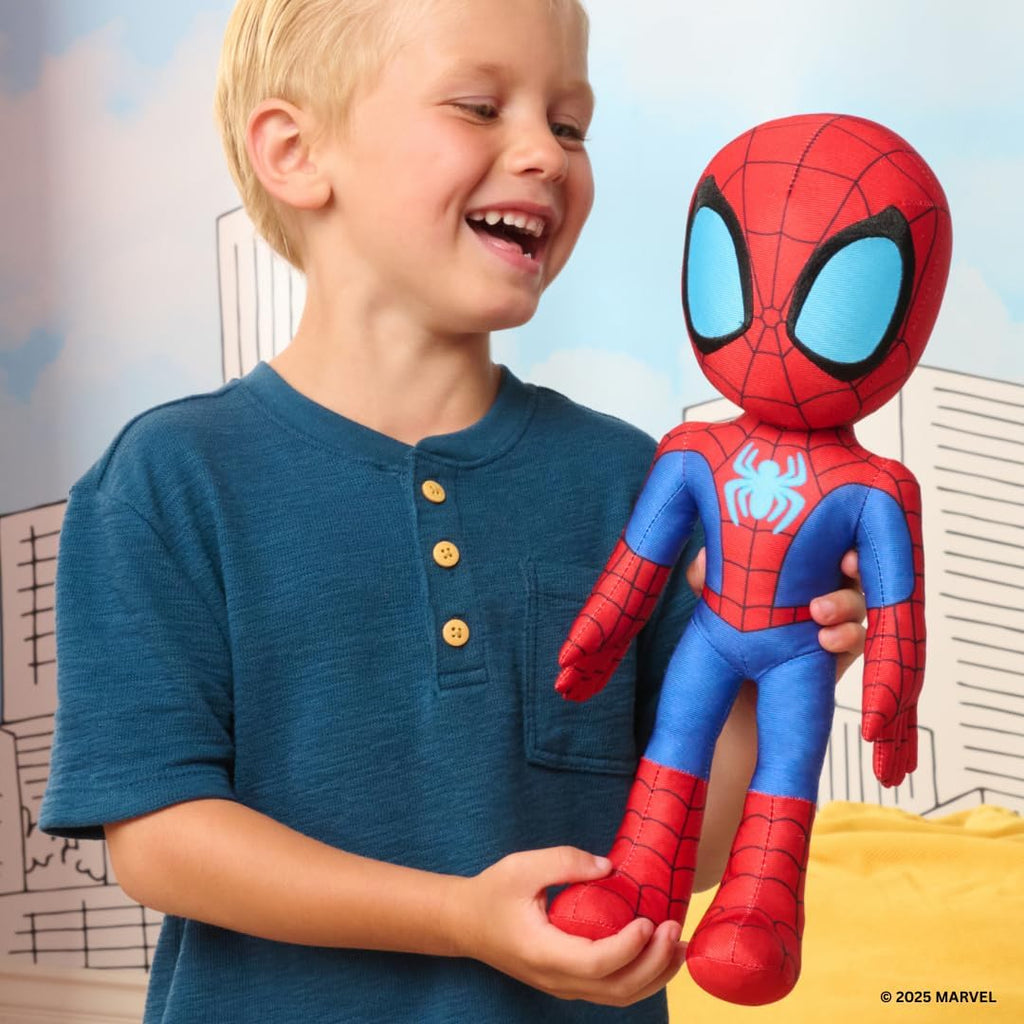Marvel Spidey and His Amazing Friends Glow Webs Spidey Feature Plush - 14-Inch Interactive Plush with Light Up Eyes and