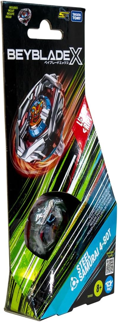 Beyblade Takara Tomy Beyblade X Steel Samurai 4-80T Booster Pack Set, Balance Type Top with Customizable Parts, Bey Toy for 8