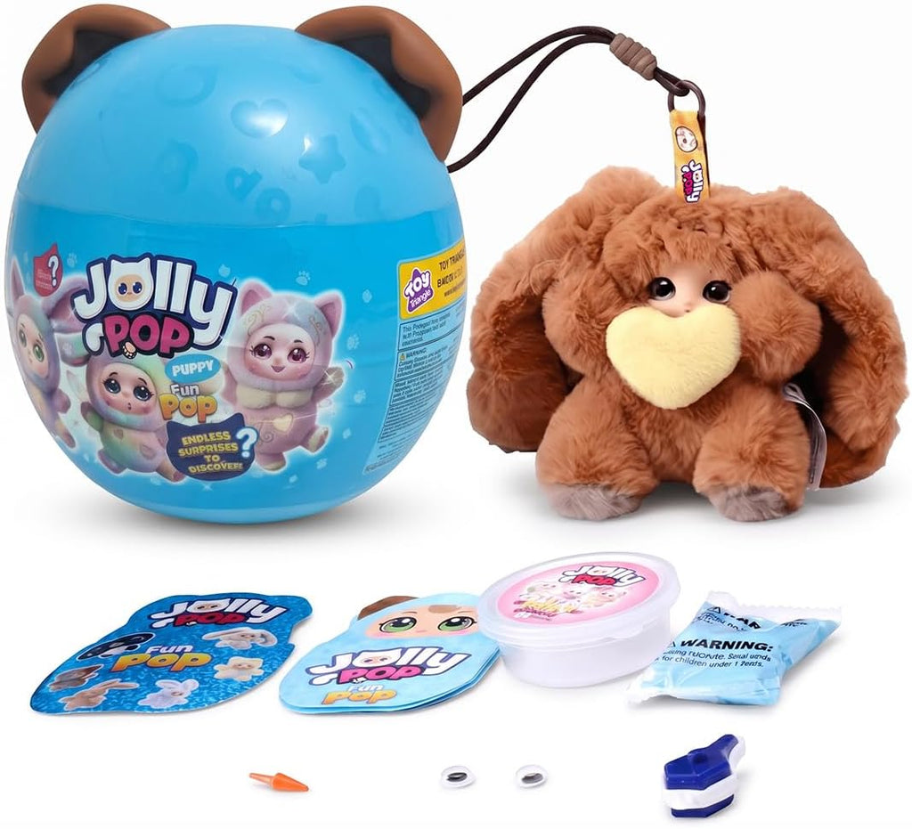 Jolly Pop JollyPop Puppy FunPop S1 for Kids, Collectible Plush Toy Includes Plush Charm, Dress-Up Accessories, Character Card