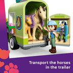 LEGO Friends Horse & Baby Foal Trailer - Horse Toy Playset w/Grooming Accessories, 4 Animal Figures, Car & 2 Mini Dolls