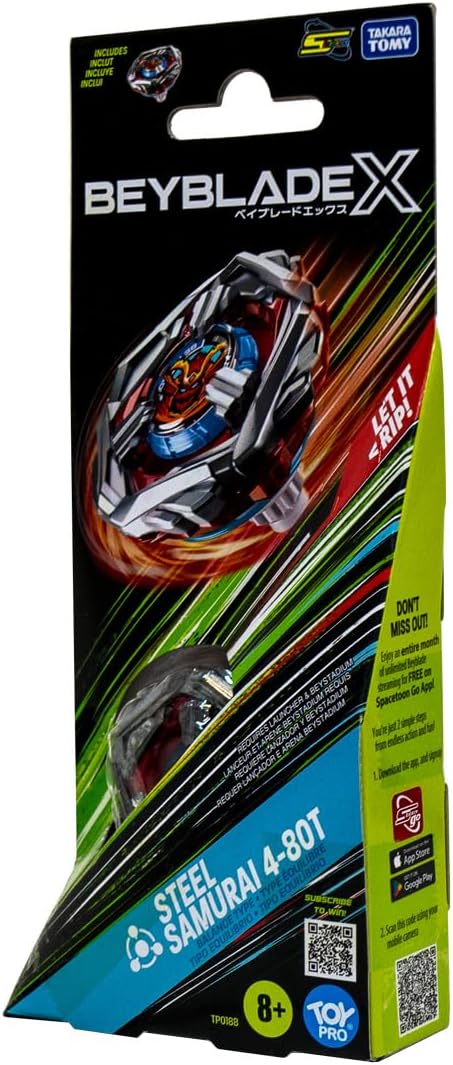 Takara Tomy Beyblade X Steel Samurai 4-80T Booster Pack Set, Balance Type Top with Customizable Parts, Bey Toy for 8+