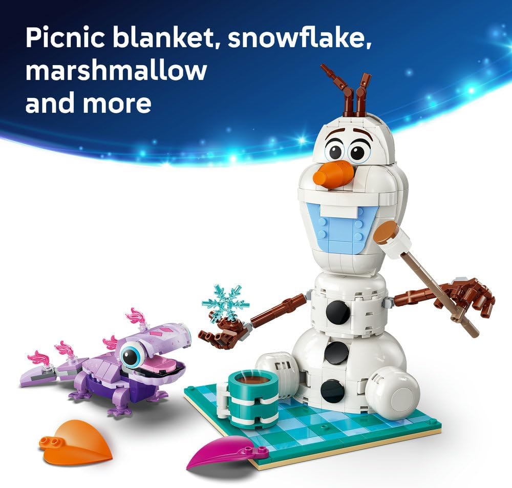 LEGO | Disney Frozen Olaf and Bruni's Picnic Fun Toy - Snowman Figure w/a Picnic Blanket & Accessories - DIY Bedroom
