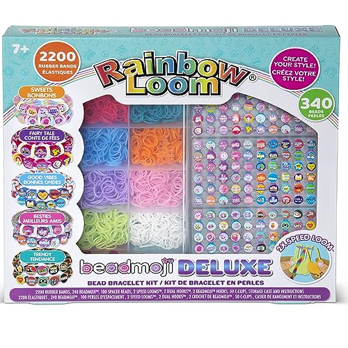 Rainbow Loom: Beadmoji Deluxe - DIY Rubber Band & Bead Bracelet Kit - Includes 2200 Bands