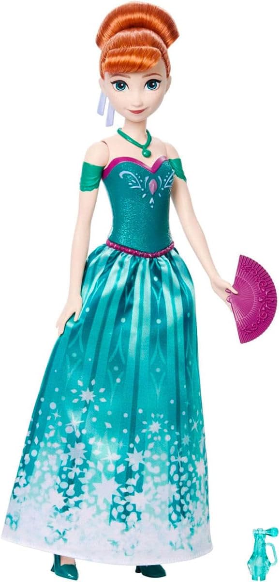 Mattel Disney Frozen Anna Fashion Doll Set Spin & Reveal with 11 Surprises Including 5
