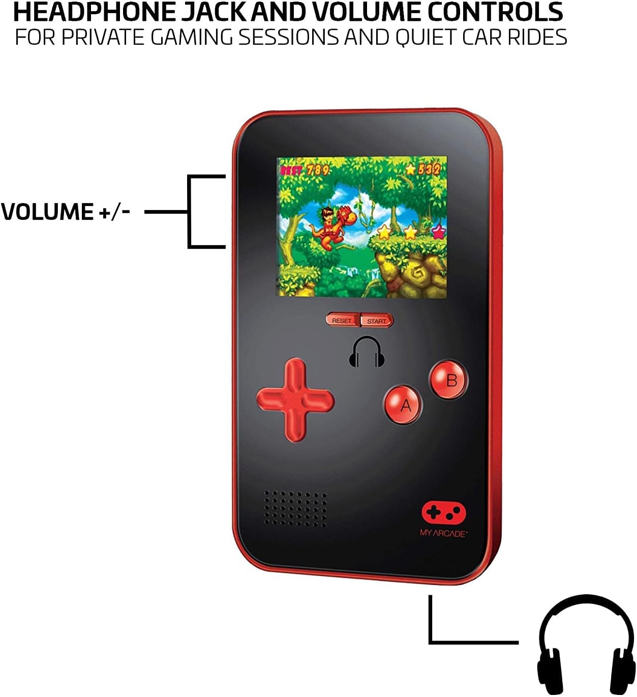 My Arcade Go Gamer Portable - Handheld Gaming System - 300 Retro Style Games - Battery Powered - Full Color Display
