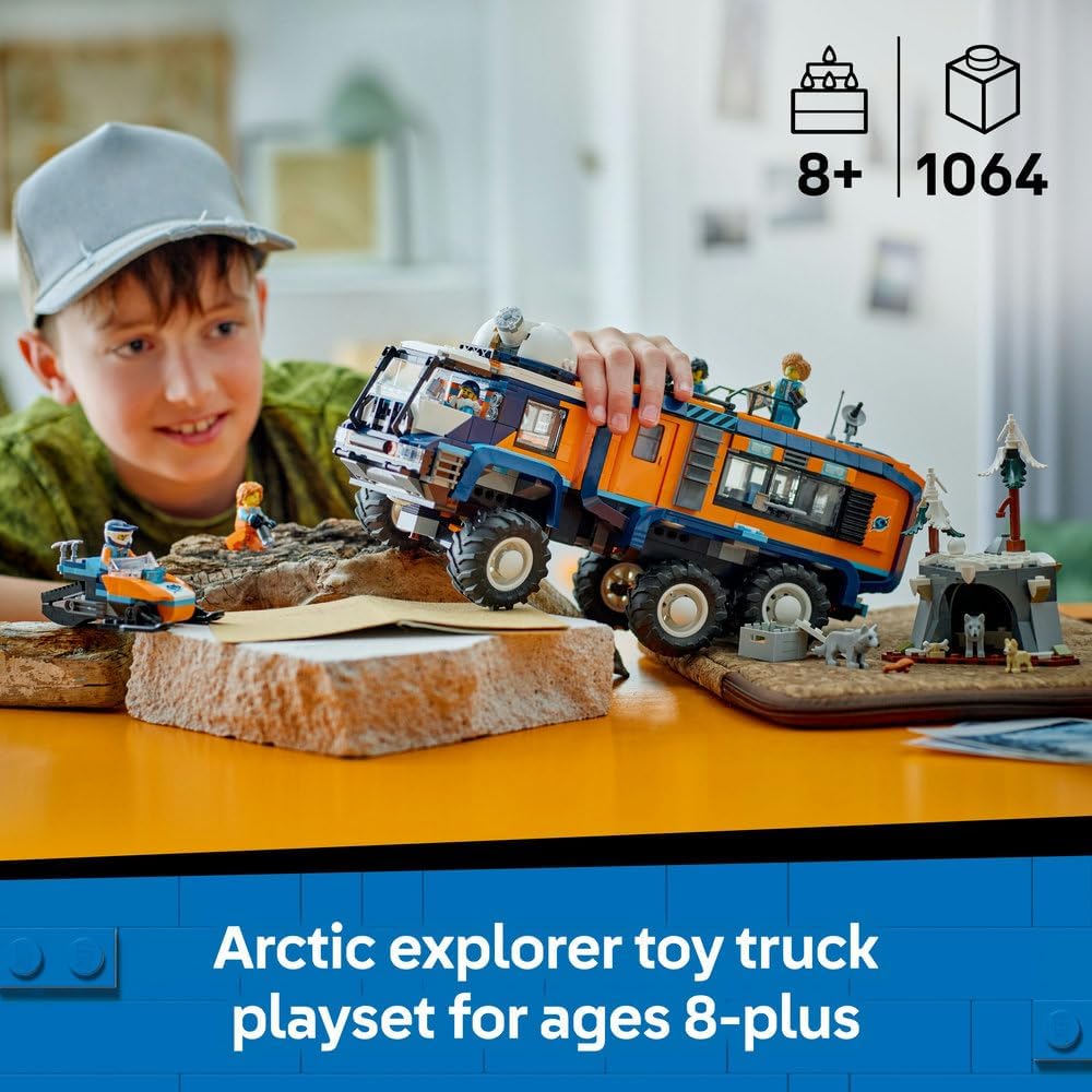 LEGO City Arctic Explorer Science Lab Truck Toy - Exploration Vehicle with Steering & Suspension - incl. a Snowscooter