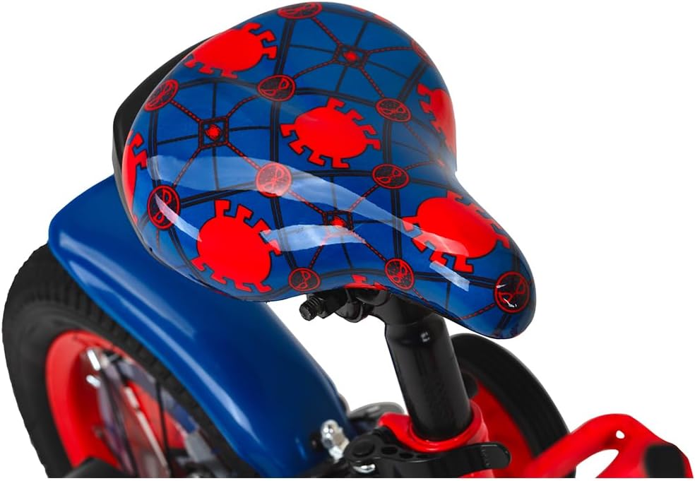 Spartan 16" Marvel Spiderman Super Spidey Bicycle for Kids - Training Wheels, Front Plate, Chain Guard, Coaster Brake