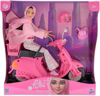 Fulla Doll with Pink Motorbike Includes Floral Pants, Jacket, Helmet and Headscarf & Fashionable Outfit with Ride-On