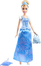 Mattel Disney Princess Toys, Cinderella Fashion Doll with 2 Looks, 9 Accessories, 2 Snap