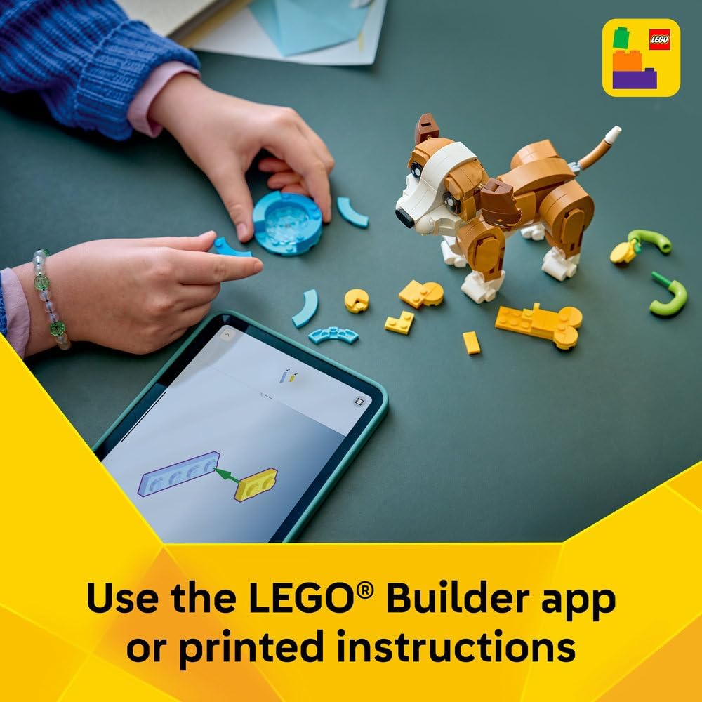 LEGO Creator 3in1 Cute Animals: Playful Puppy Dog Toy - Pet Animal Figure Transforms into a Squirrel or Duck - Creative