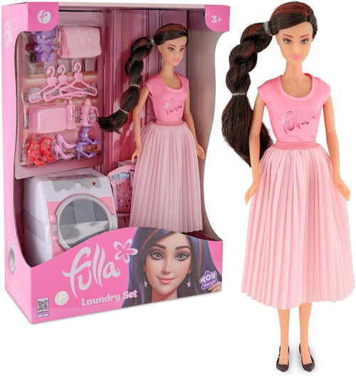Fulla Fulla Doll with Washing Machine Set Includes Towels, Hangers Toy Bear Boxes and Shoes & Machine Features Light and toy