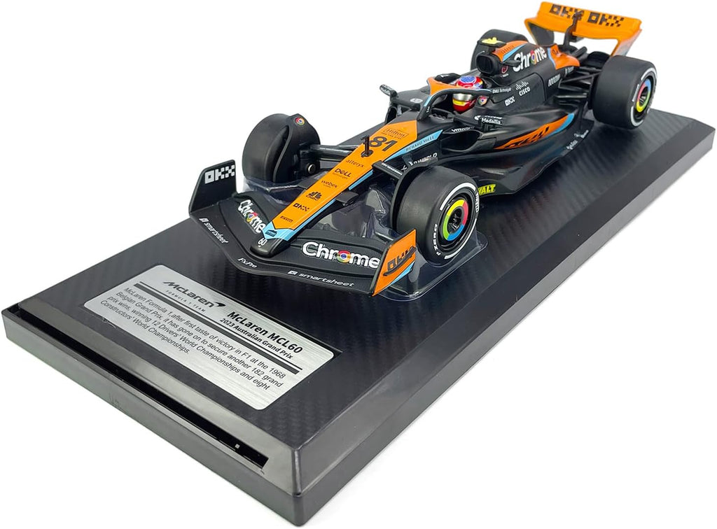 1:24 Scale F1 McLaren MCL60 Model Toy Car Metal Diecast Toy Vehicle, Formula 1 Team 2023 Australian Grand Prix, Piastri