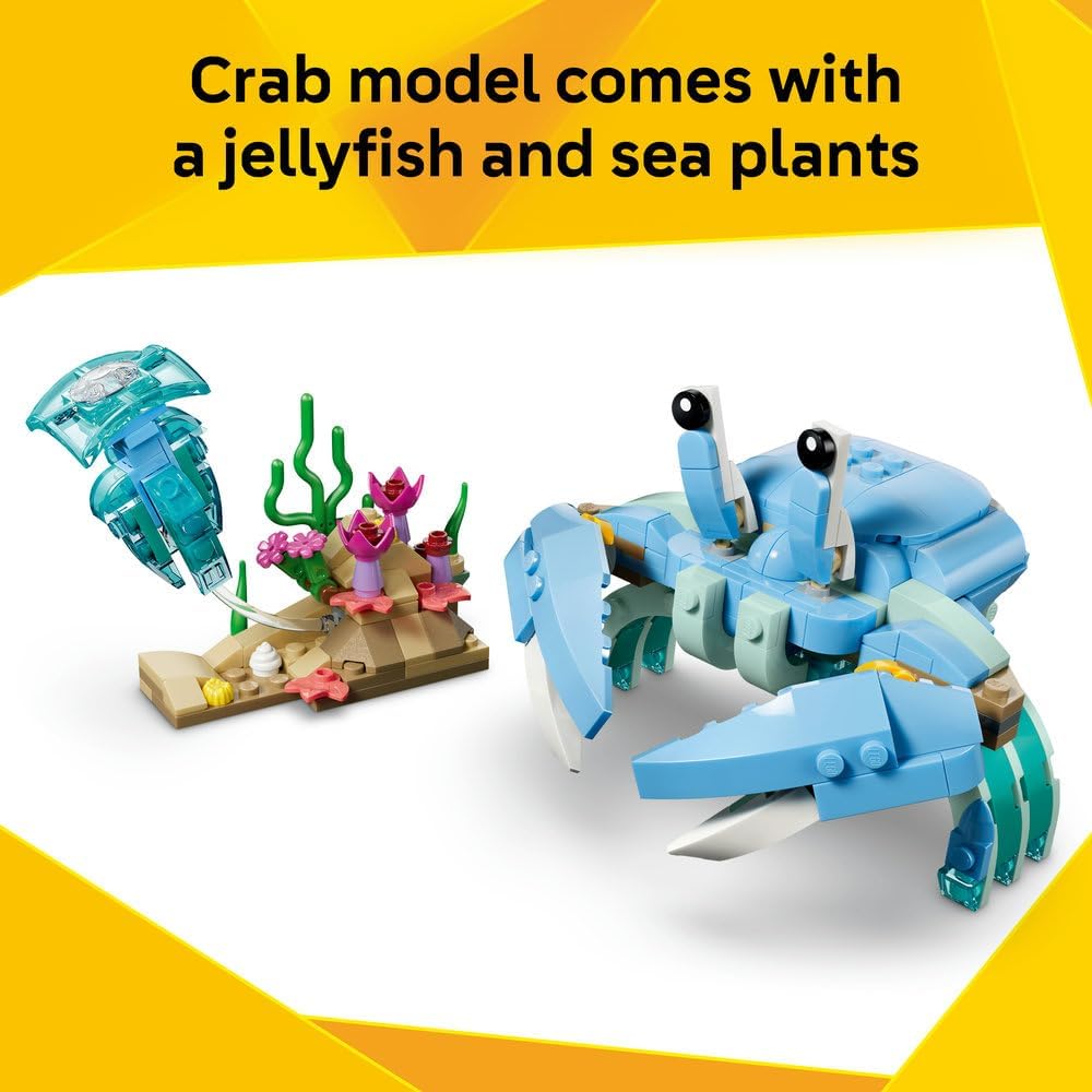 LEGO Creator 3in1 Sea Animals: Beautiful Dolphins Toy - Sea Animal Figure Transforms into a Seahorse or Crab - DIY Room