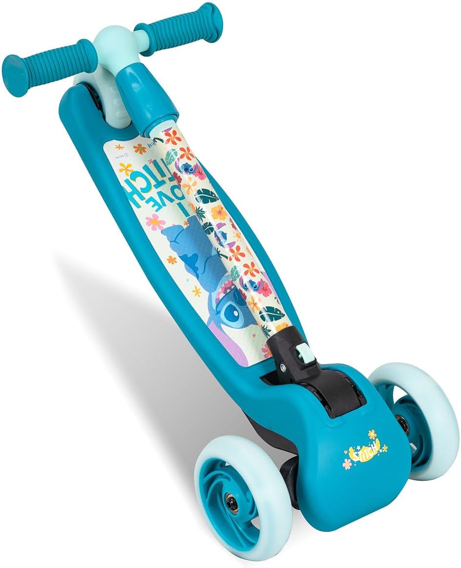 Spartan 3-Wheel LED Folding Scooter - Official Character Graphics, Tri-Color LED Wheels, Adjustable Handlebar