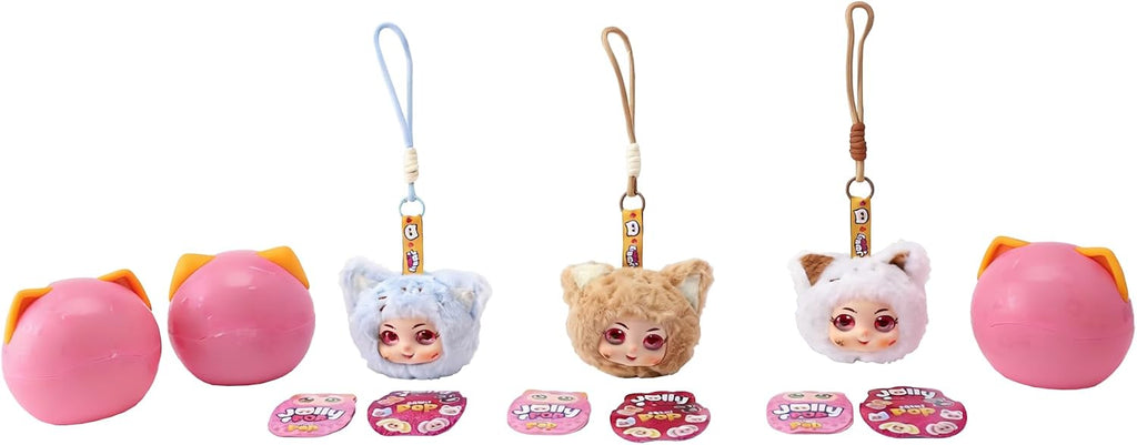 JollyPop Kitten MiniPop Collectibles for Girls, Toy Figure Keychain Charm Set with IM Card Sticker & Cute Kitty Doll