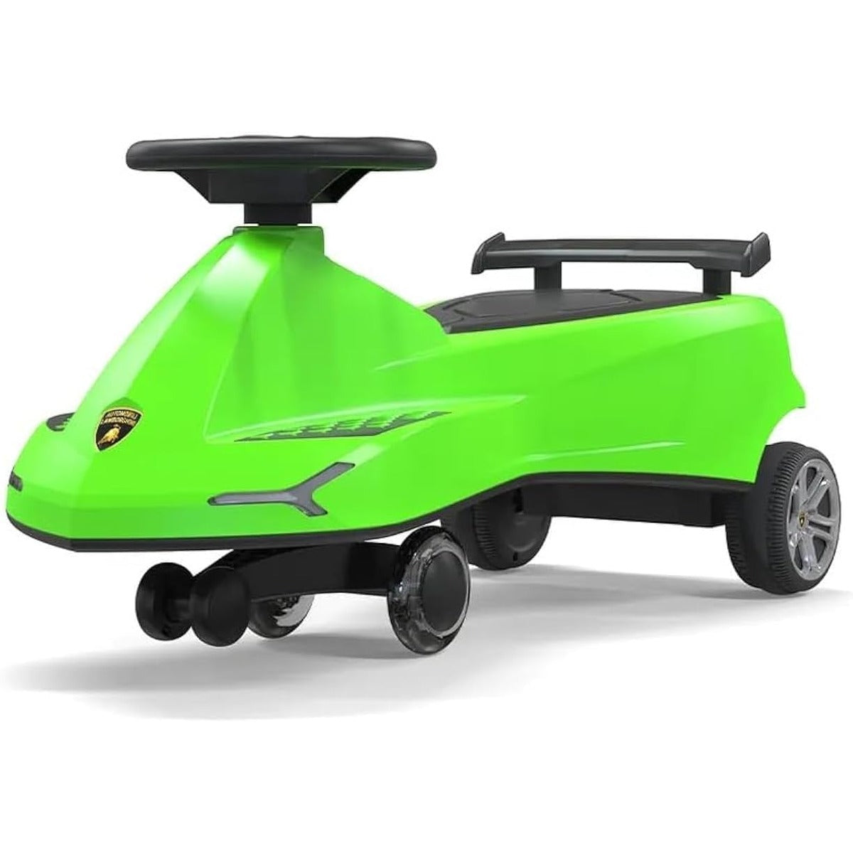 Lamborghini Swing Car Ride On with Lights and Sounds, 360 Rotation, Movable Rear Wing