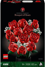 LEGO Botanicals Bouquet of Roses - Artificial Flowers Set for Adults - incl. 12 Faux Roses & 4 Sprigs of Baby's Breath