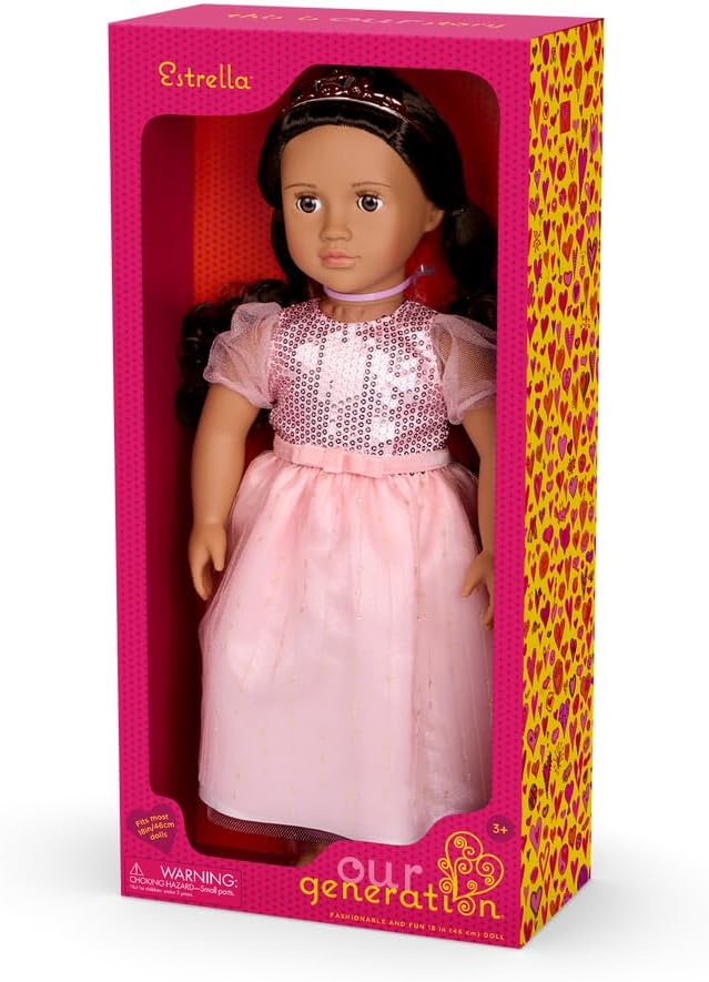 Our Generation Doll w/Princess Dress, Doll with Pink Gown & Tiara Estrella