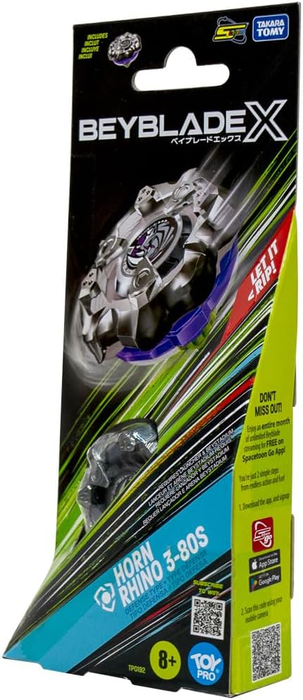 Takara Tomy Beyblade X Horn Rhino 3-80S Booster Pack Set, Balance Type Top with Customizable Parts, Bey Toy for 8+ Year