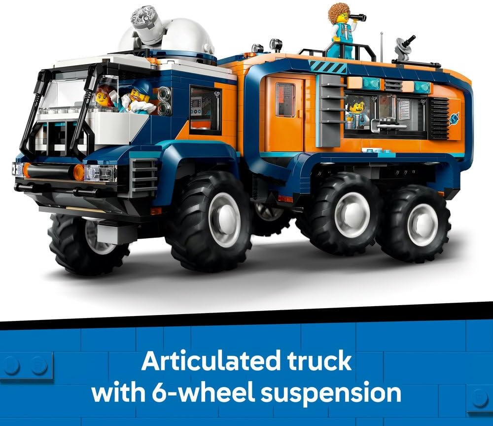 LEGO City Arctic Explorer Science Lab Truck Toy - Exploration Vehicle with Steering & Suspension - incl. a Snowscooter