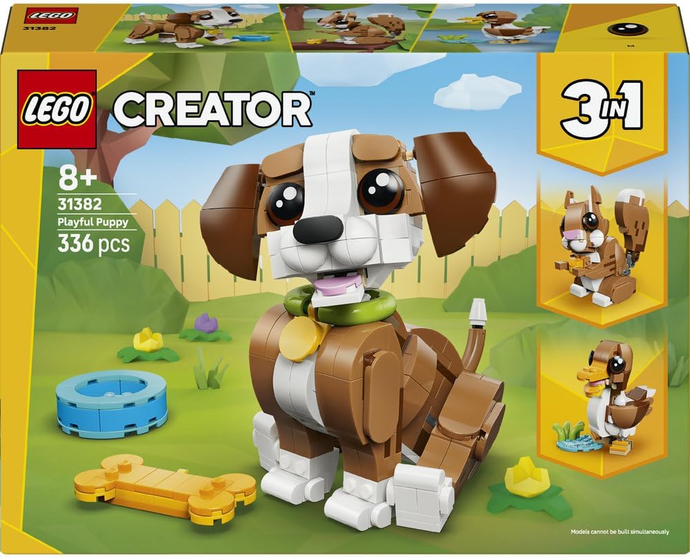LEGO Creator 3in1 Cute Animals: Playful Puppy Dog Toy - Pet Animal Figure Transforms into a Squirrel or Duck - Creative