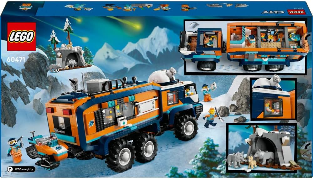 LEGO City Arctic Explorer Science Lab Truck Toy - Exploration Vehicle with Steering & Suspension - incl. a Snowscooter