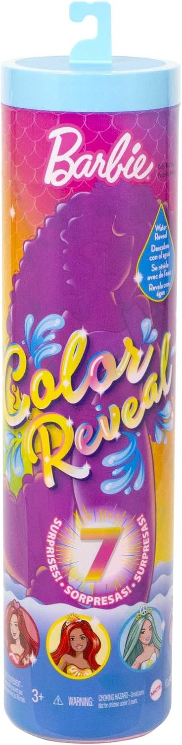 Barbie Doll, Color Reveal Rainbow Mermaid Series with Fin, Cuffs and Crown