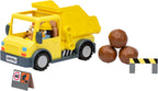 BlueY Dump Truck, with Exclusive Figurines with His Protective Helmet and Mud Covered