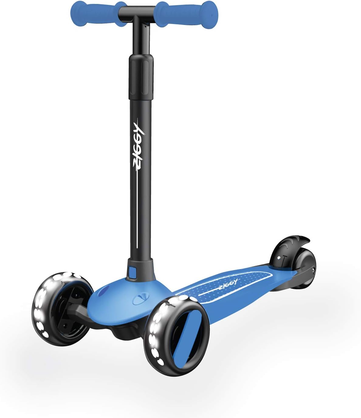 ZIGGY 3-Wheel Tilt Scooter for Kids Ages 2-10 | Red Kick Scooter with LED Light-Up Wheels, 4-Height Adjustable